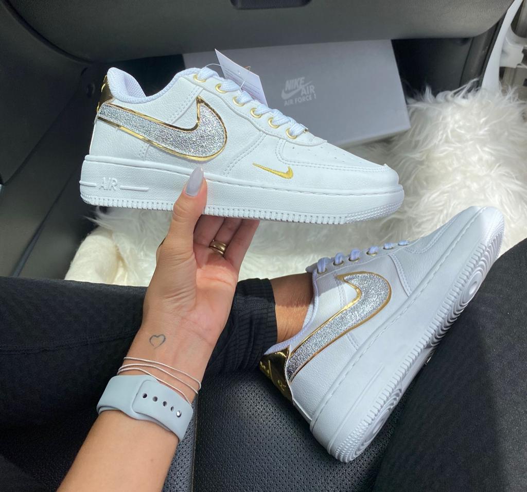 Gold glitter cheap nike shoes